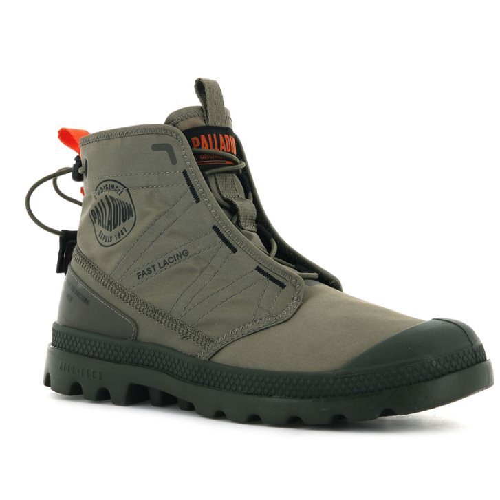 Palladium Pampa Travel Lite Men's Boots Olive | UK T289-WHM